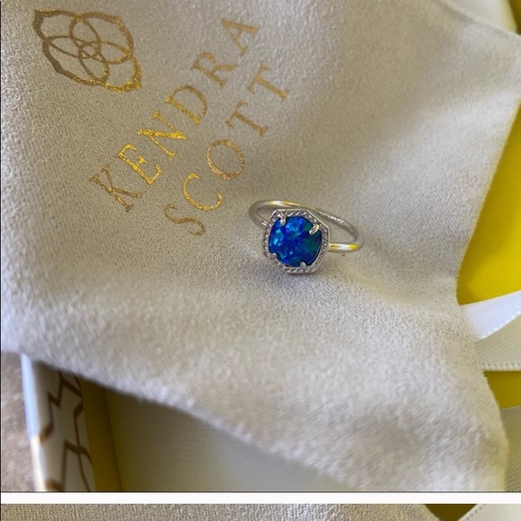 Davie Silver Band Ring In Royal Blue Kyocera Opal - Picture 4 of 9